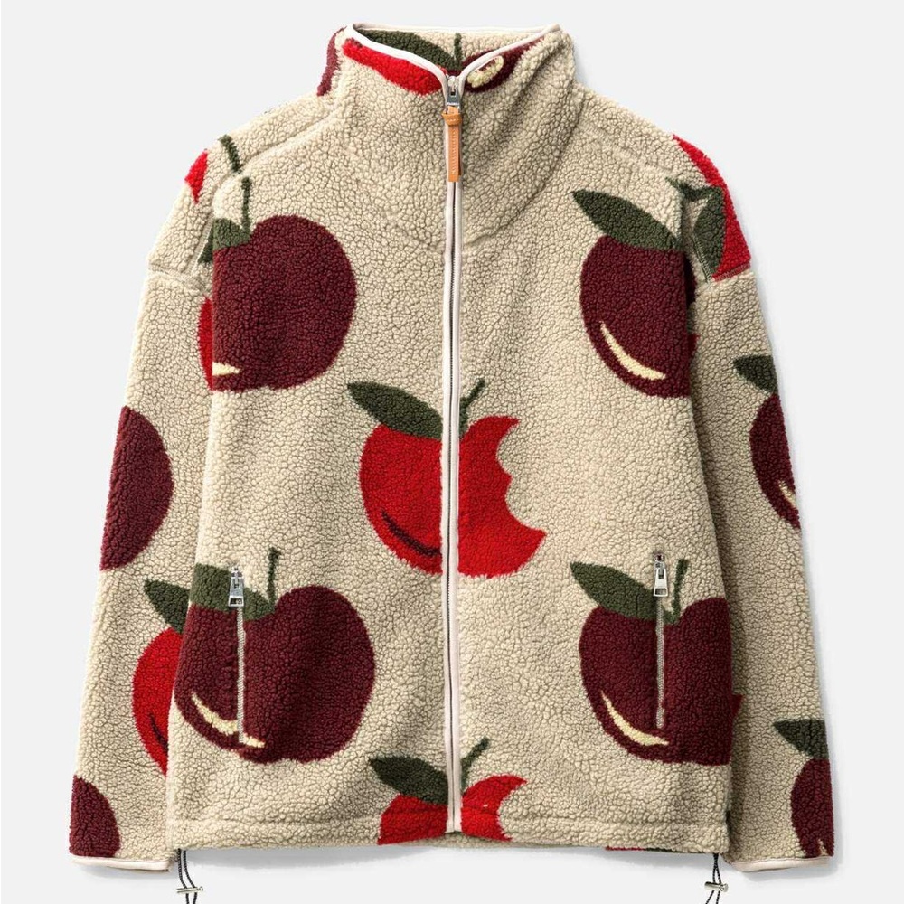 JW ANDERSON Apple Print Bomber Jacket in Cream and Red